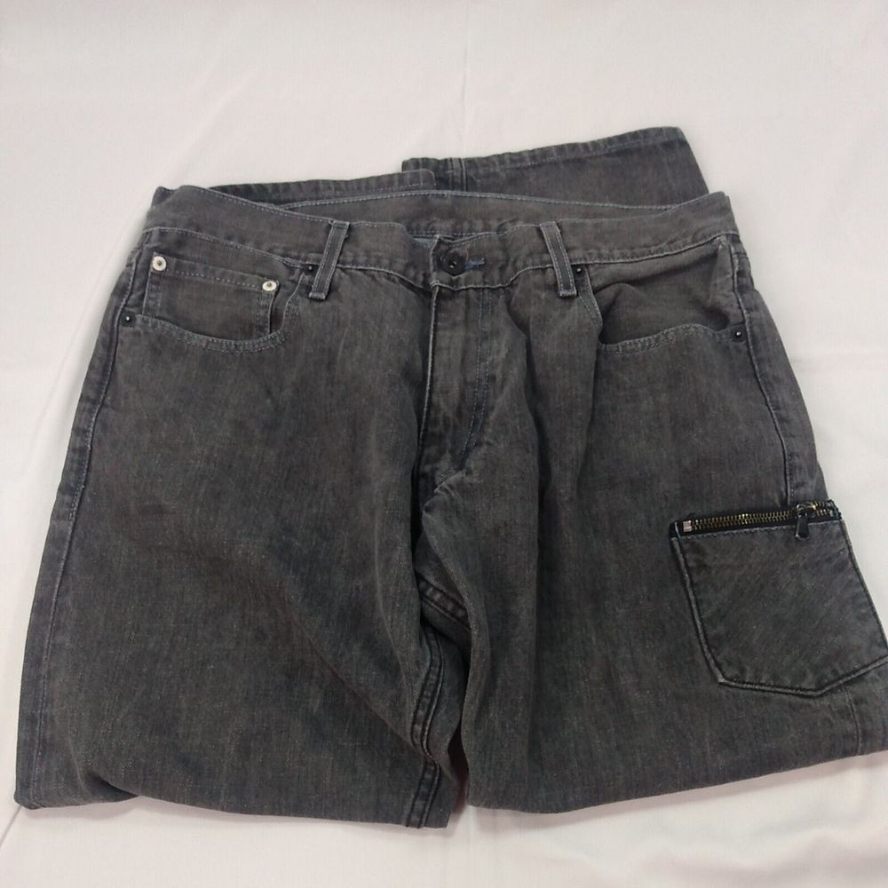 LEVIS 514 BLACK LABEL MENS BLACK DENIM JEANS SIZE 36X30 slim straight